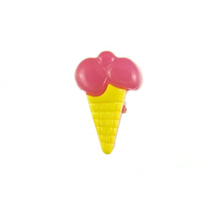 Kinderknopf Eistüte Gelb 18 mm – Kunststoffknopf KK-153-GELB-4
