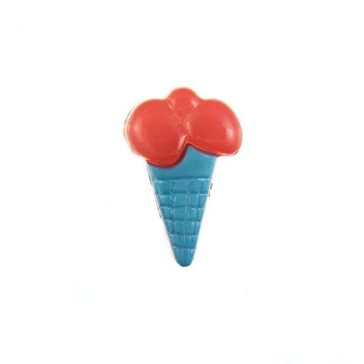 Kinderknopf Eistüte Blau 18 mm – Kunststoffknopf KK-153-BLAU-3
