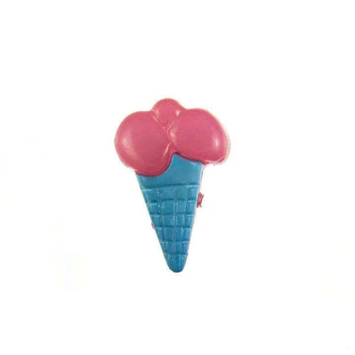 Kinderknopf Eistüte Blau 18 mm – Kunststoffknopf KK-153-BLAU-2