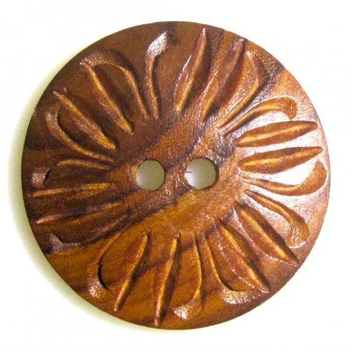 Holzknopf Blumen Braun 2-Loch – HK-416