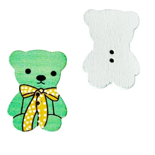 Kinderknopf Bär Grün 30 mm – Holzknopf KK-81-grün