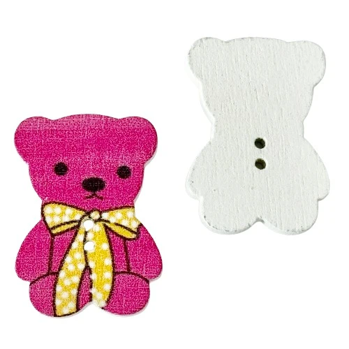Kinderknopf Bär 30 mm – Holzknopf KK-81-pink