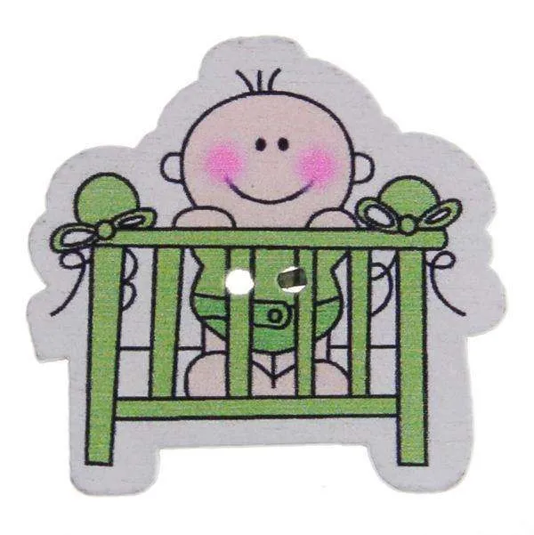 Kinderknopf Baby Grün 32 mm – Holzknopf KK-92-GRUEN