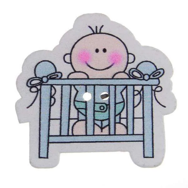 Kinderknopf Baby Blau 32 mm – Holzknopf KK-92-BLAU