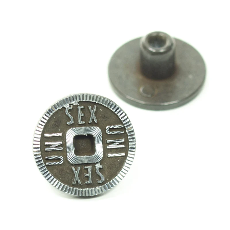 Jeansknopf Uni Sex Altsilber-Silber – Metallknopf NJ-6