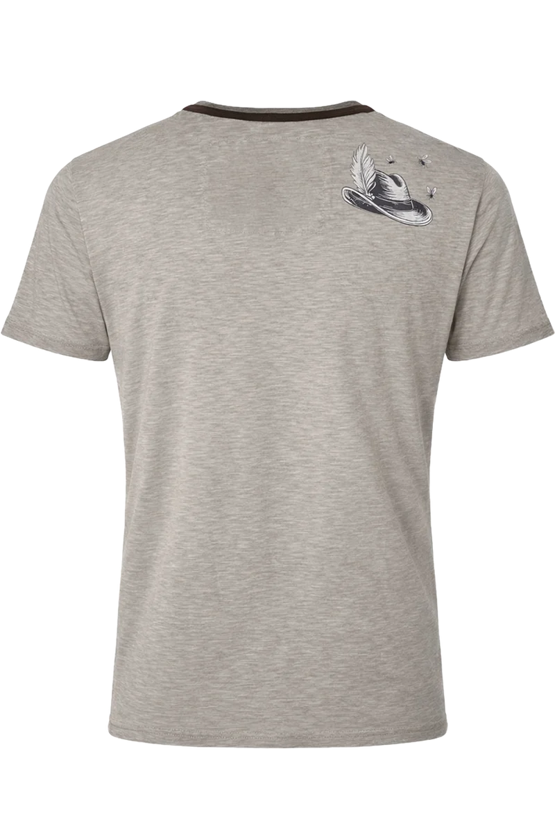 Herren Trachtenshirt mit Stinktiermotiv - hellbraun
