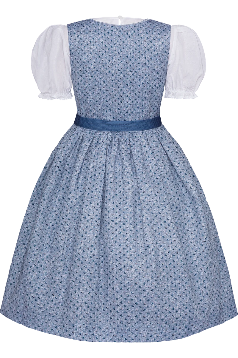 Kinderdirndl aus Baumwolle mit Blumenmuster - salzburger blau