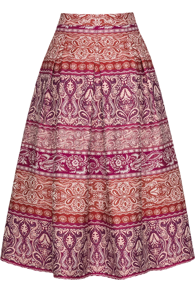 Trachtenrock lang mit Viskose und Paisleydesign - beere
