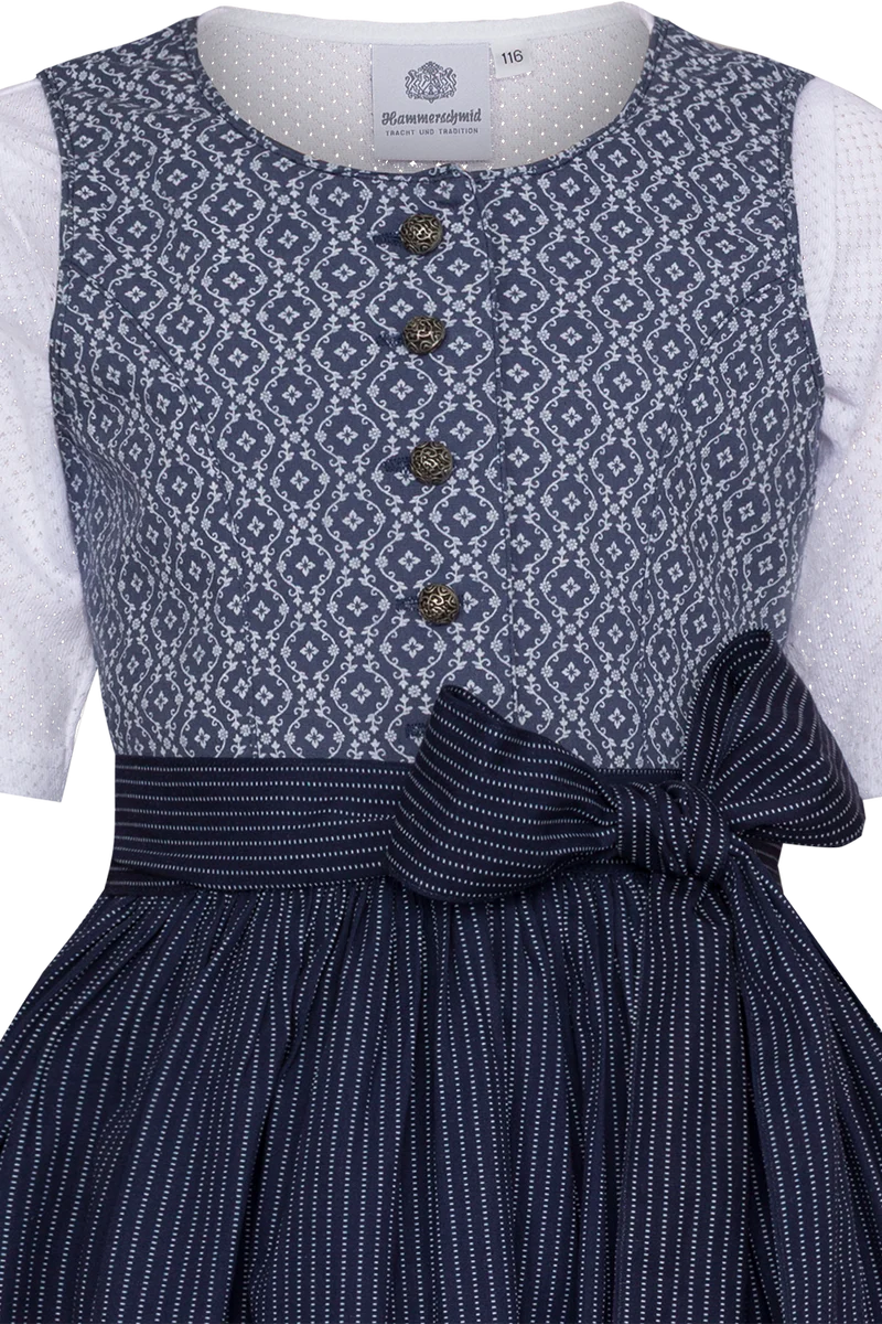 Kinderdirndl mit Ornamentmuster und Bluse - dunkelblau