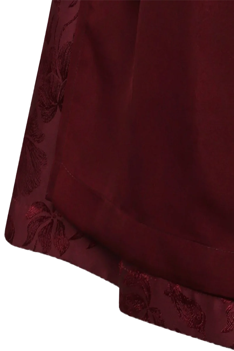 Midi-Dirndl mit Samtoberteil und Tüllschürze - wine