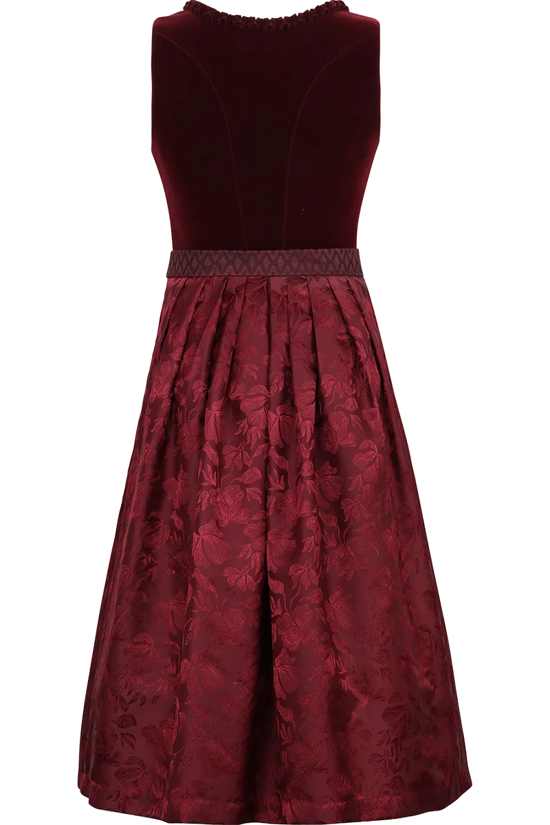 Midi-Dirndl mit Samtoberteil und Tüllschürze - wine