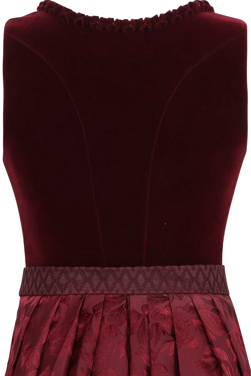 Midi-Dirndl mit Samtoberteil und Tüllschürze - wine