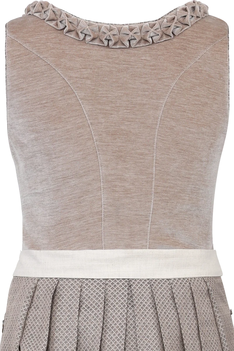 Midi-Dirndl mit Samtmieder und Froschgoscherl - sand