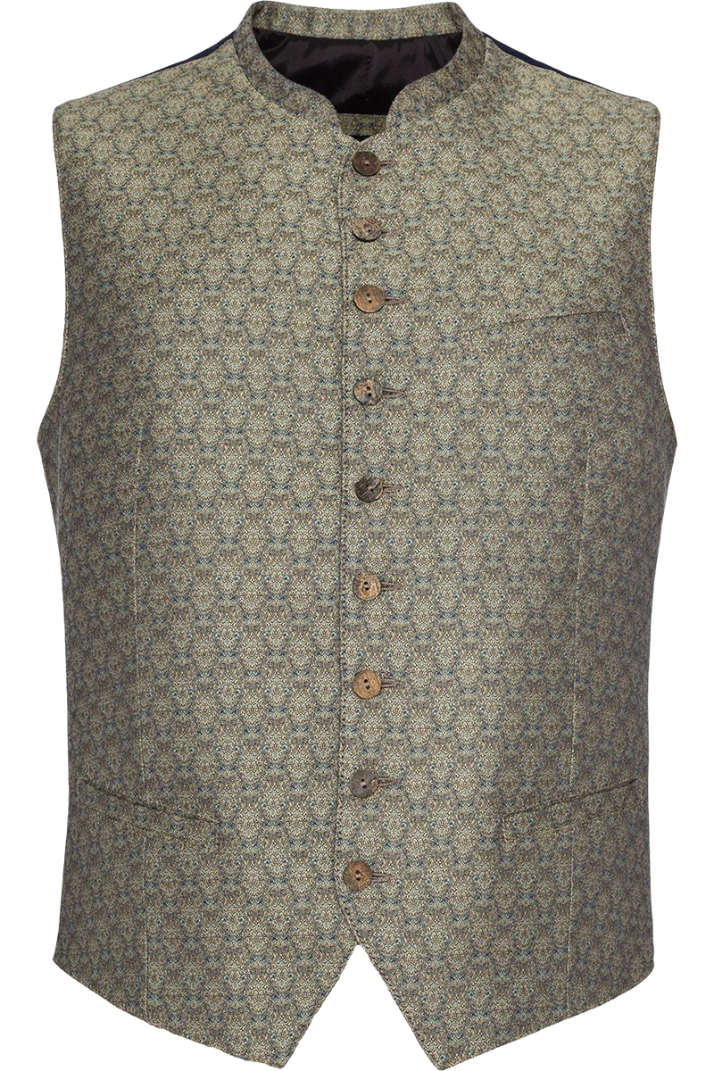 Herren Slim-Fit-Trachtenweste mit Hornknöpfen - oliv
