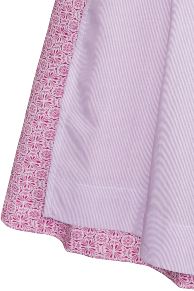 Langes Baumwolldirndl mit Perlmuttknöpfen - rosa gemustert