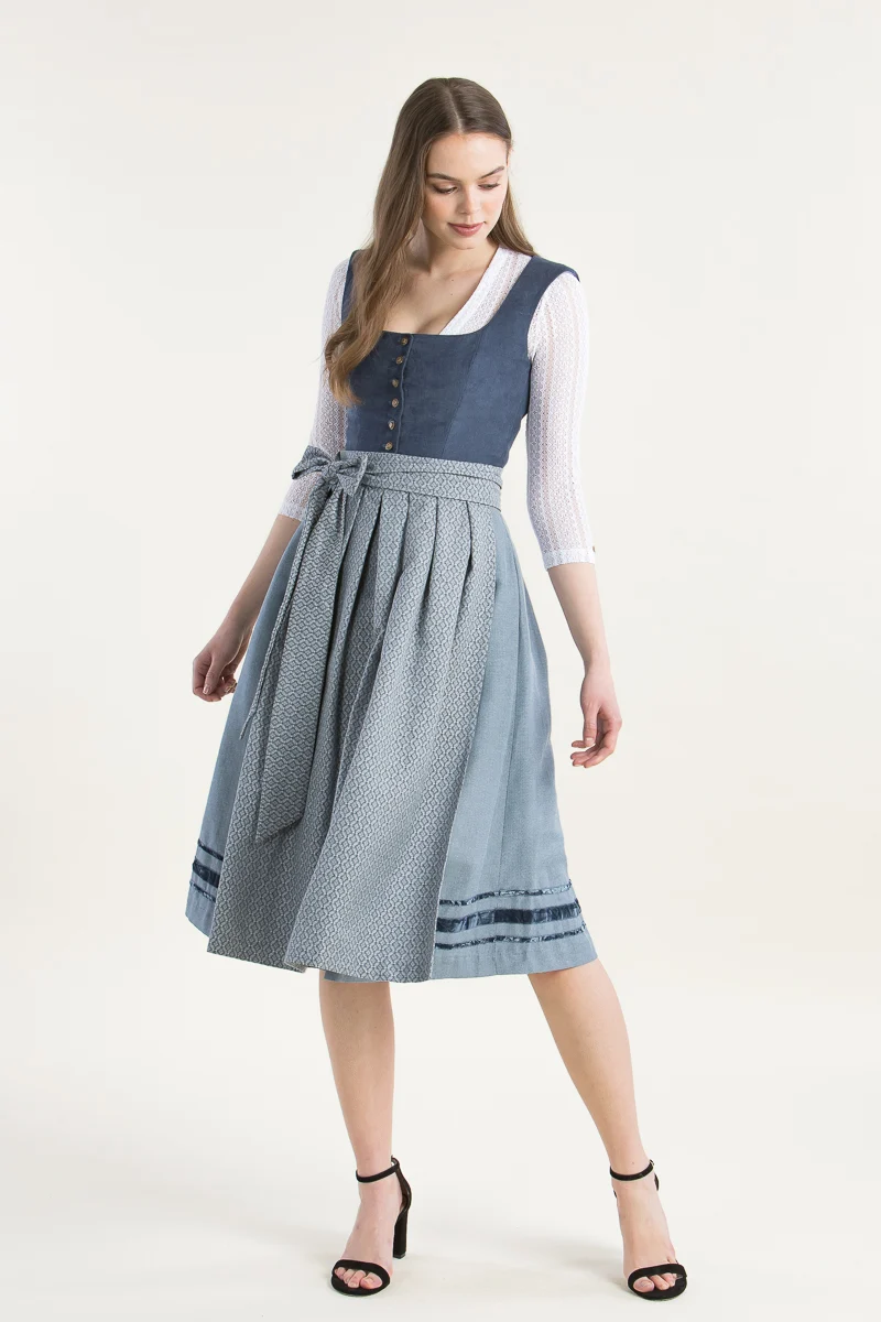 Alpenherz Flügelarm-Dirndl Nila blau