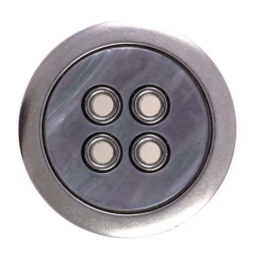 4-Loch Knopf Grau Silberfarben – Metallknopf KM-10