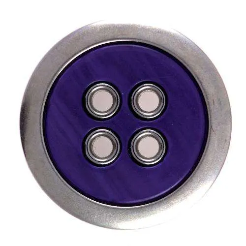 Eleganter 4-Loch Knopf Lila Silberfarben – Metallknopf KM-10