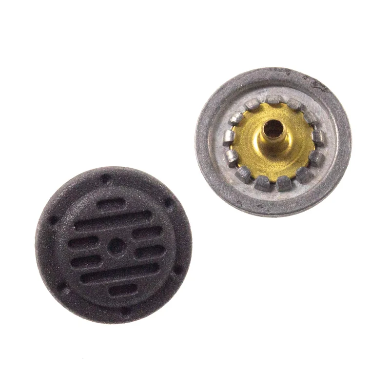 Druckknopf Strichmuster Grau-Schwarz – Metallknopf NK-190