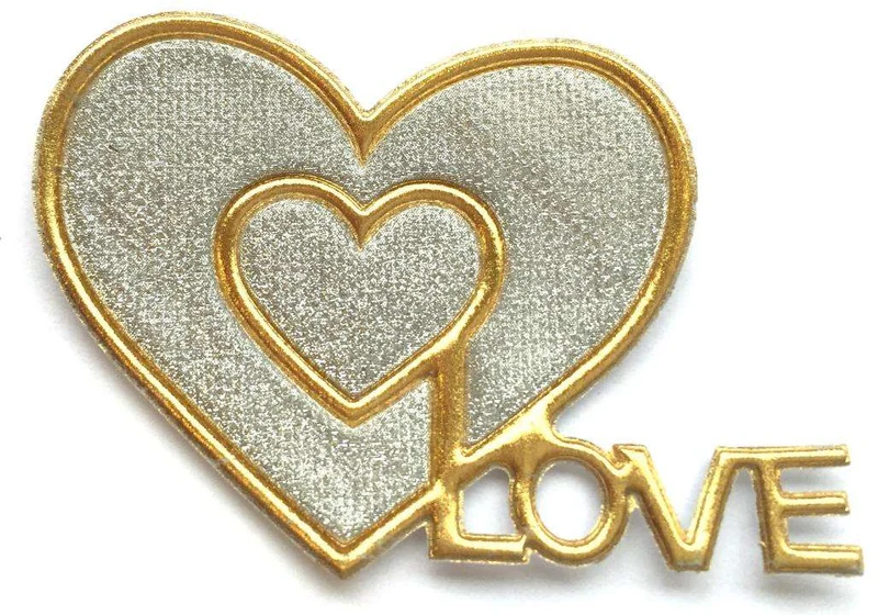 Applikation Herz Love Gold Silber – Stoffapplikation AP-05