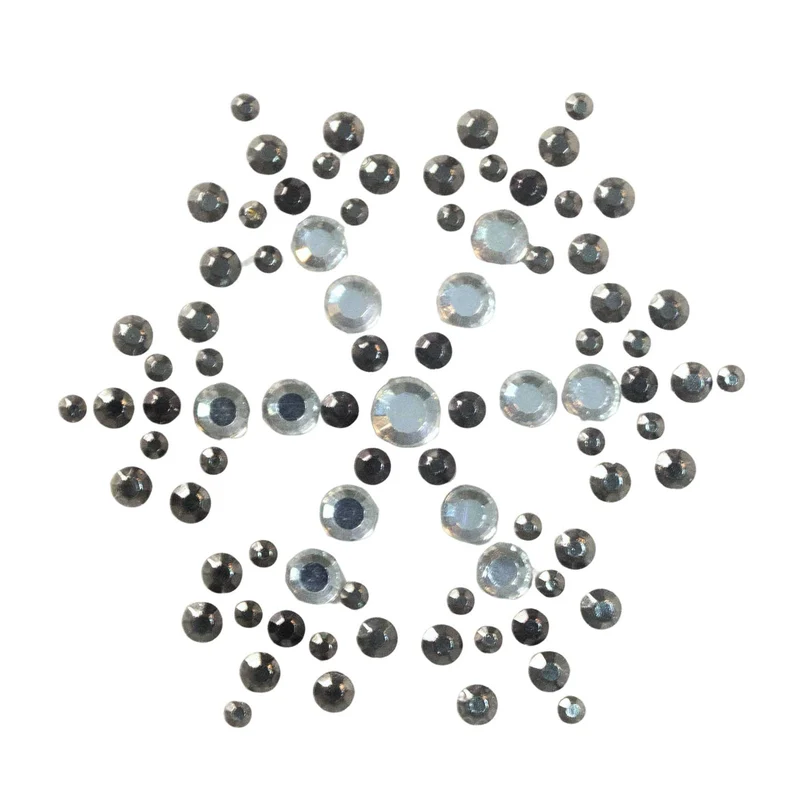 Applikation Eiskristall Weiß Schwarz – Strass-Bügelmotiv AM-ST-11