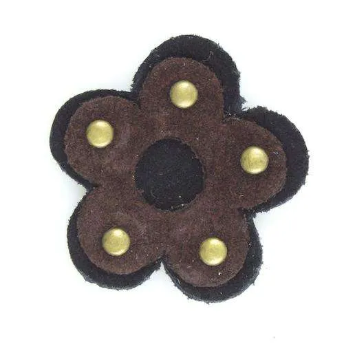 Applikation Blüte Dunkelbraun – Lederapplikation AP-2